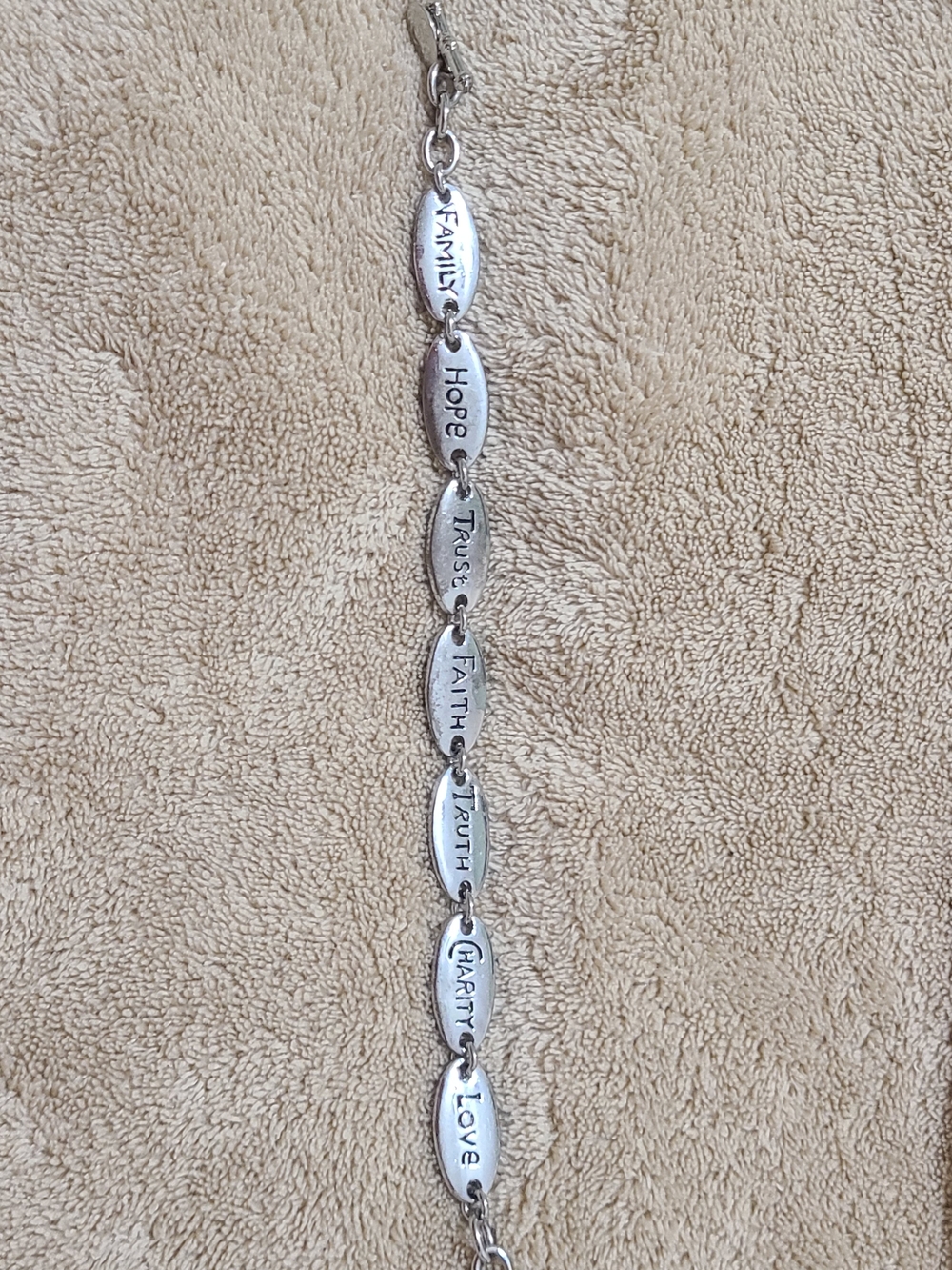 Silver tone, encouraging bracelet